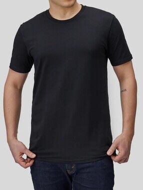 MANMADE THE T-SHIRT black Cotton Knit Logo Men's Large Crew Neck Short Sleeve